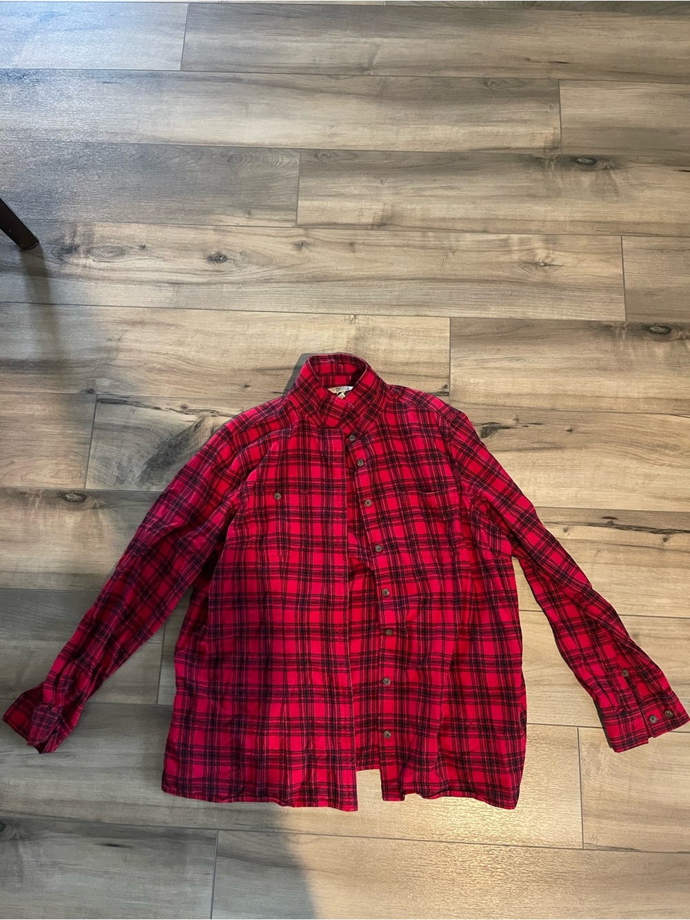 Duluth Trading Co Red Plaid Button-Down Shirt